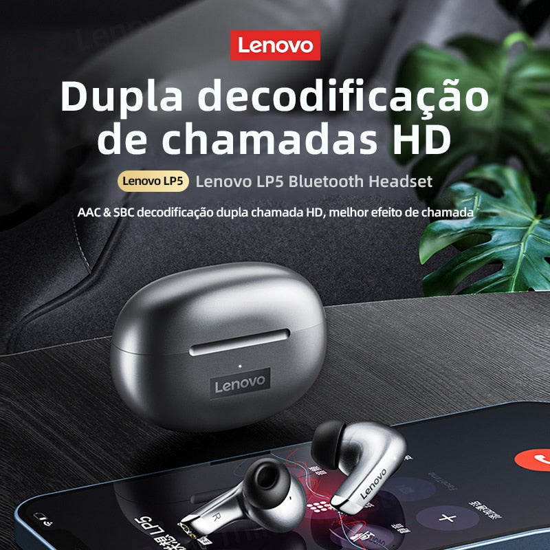 Fone de Ouvido Lenovo LP5 Wireless Bluetooth HiFi