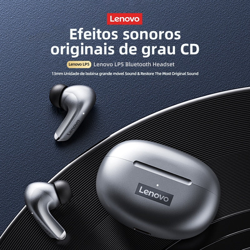 Fone de Ouvido Lenovo LP5 Wireless Bluetooth HiFi